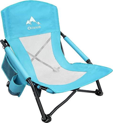 Shop Oileus Low Beach Chair for Beach Tent & Shelter & Camping Outdoor Ultralight Backpacking Folding Recliner Chairs with Cup Holder and Storage Bag, Carry Bag, Breeze Mesh Back, Compact Duty Blue 1 Pcs online at a best price in Monaco. . Oileus beach chair